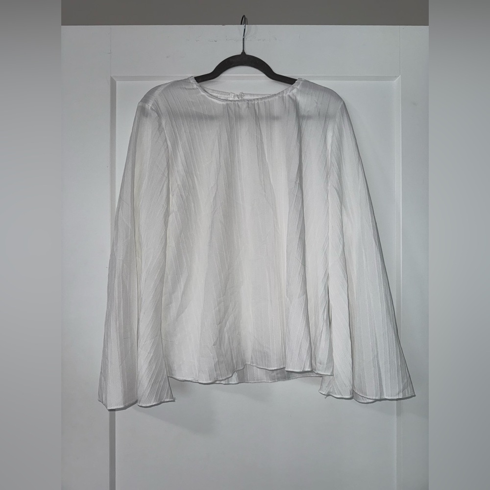 White Bell Sleeve Blouse